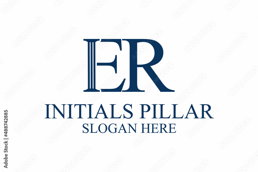 legal pillar logo, initial letter e/r. premium vector legal pillar logo, initial letter e/r. premium vector