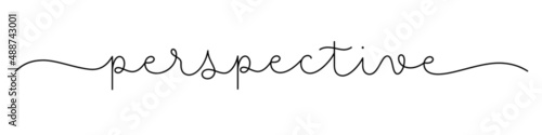 PERSPECTIVE black vector monoline calligraphy banner with swashes