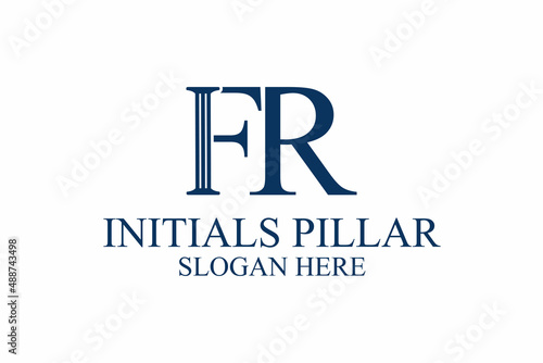 legal pillar logo, initial letter f/r. premium vector