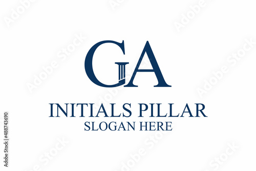 Obraz na płótnie legal pillar logo, initial letter g/a. premium vector w salonie