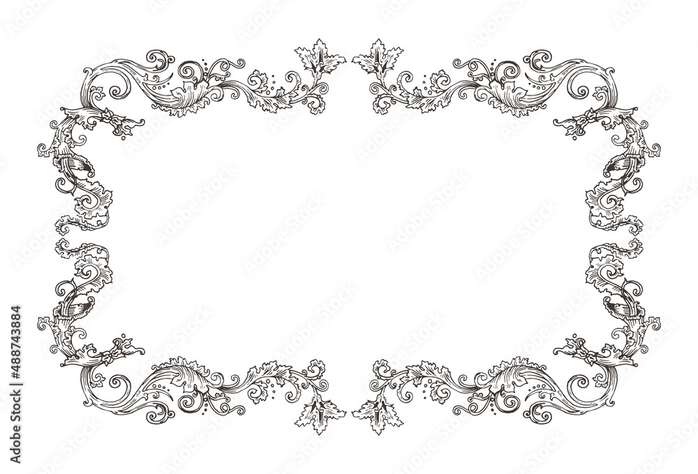 Vector horizontal decorative frame in Baroque Victorian vintage retro style