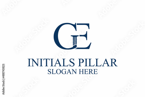 Obraz na płótnie legal pillar logo, initial letter g/e. premium vector w salonie