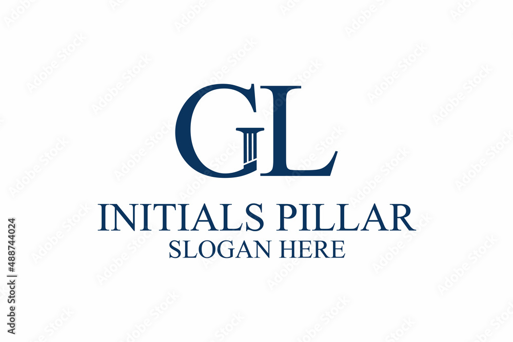 legal pillar logo, initial letter g/L. premium vector