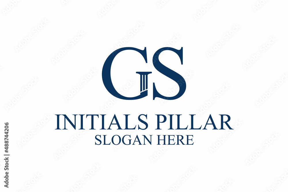 Fototapeta premium legal pillar logo, initial letter g/s. premium vector