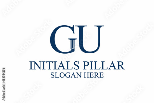 Obraz na płótnie legal pillar logo, initial letter g/u. premium vector w salonie