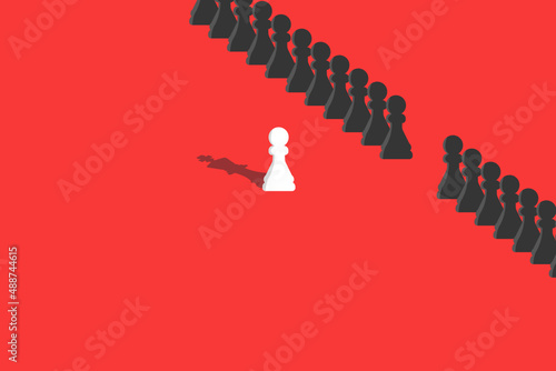 Chess pawn standing in a spotlight that make a shadow of king. trust yourself, self confident concept. Minimal eps10 illustration