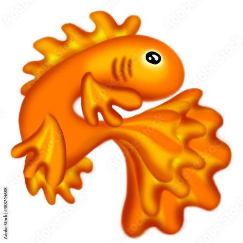 Illustration of a Orange Goldfish Fish on White Background Cartoon Style