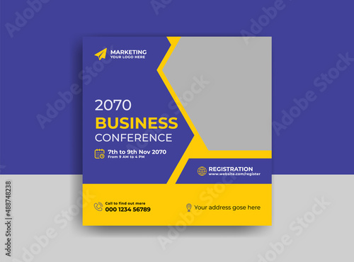 Business conference meeting social media post banner design template