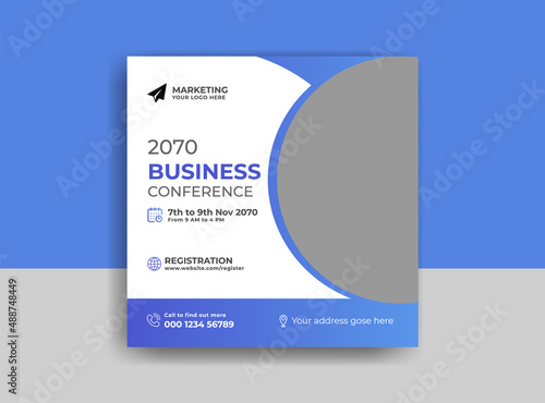 Business conference meeting social media post banner design template