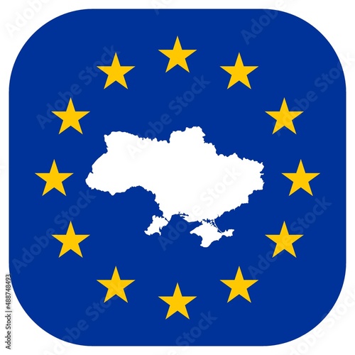 Carte de l'Ukraine sur un drapeau européen