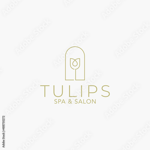 Tulip flower illustration for logo, suitable for yoga club logo, health therapy, beauty, boutique, aesthetic, and so on 