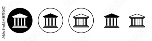 Bank icons set. Bank sign and symbol, museum, university