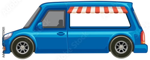 A cute food truck on white background