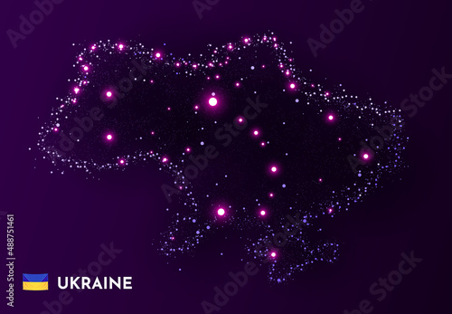 Ukraine map made of stars and dots. Globalization concept. Space view.