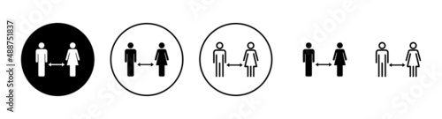 Social distancings set. social distance sign and symbol. self quarantine sign