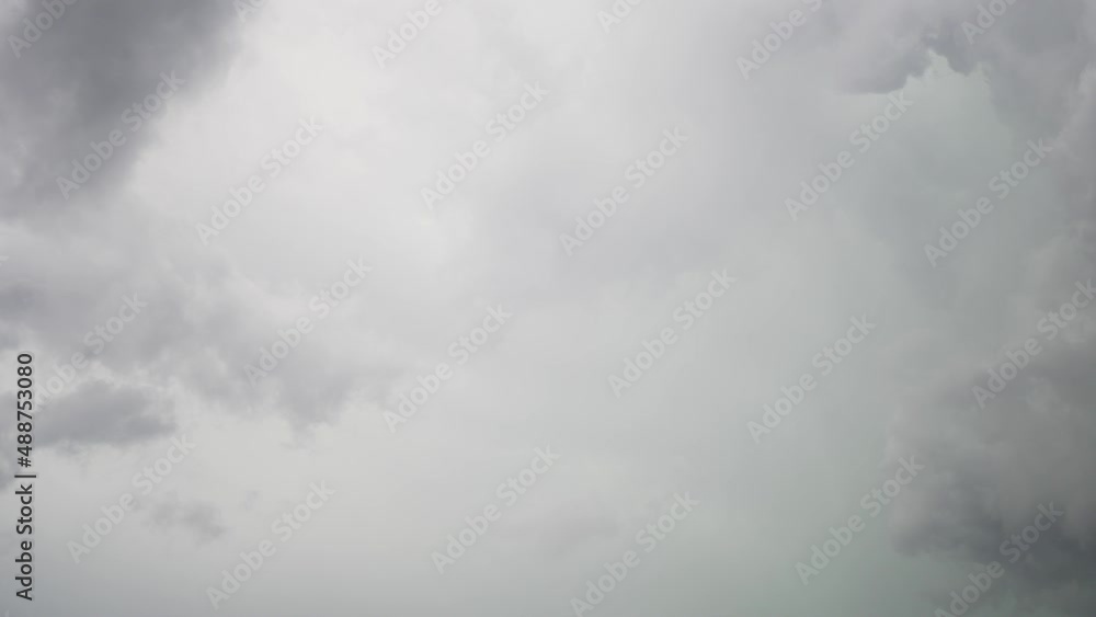 Gray slow clouds 4k. Atmospheric weather, thunder and summer storm