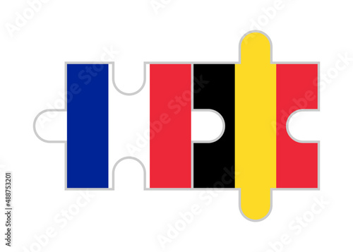 puzzle pieces of france and belgium flags. vector illustration isolated on white background