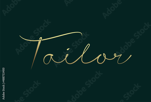 Tailor text typography logo design with hand drawn style in gold colour vector illustration