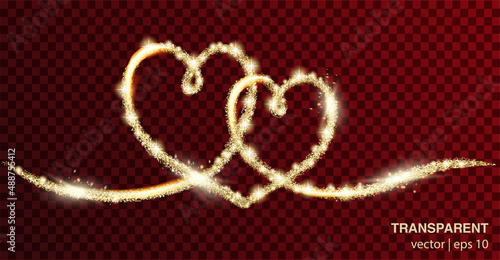 Vector elements with gold glitter brushes stroke text for your gift and wedding invitations. Editable transparent templates made with layers