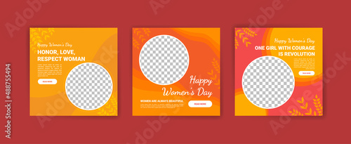 Set of Editable banner template. Women's day social media post template design. Flat design vector with a photo collage.
