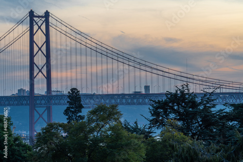 25 de Abril bridge at sunset in Lisbon, Portugal © João Macedo