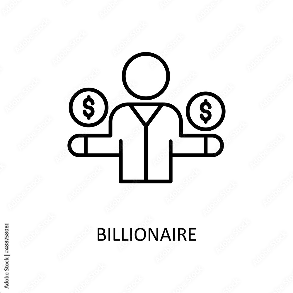 Billionaire Vector Outline Icon Design illustration. Fintech Symbol on White background EPS 10 File Billionaire Vector Outline Icon Design illustration. Fintech Symbol on White background EPS 10 File