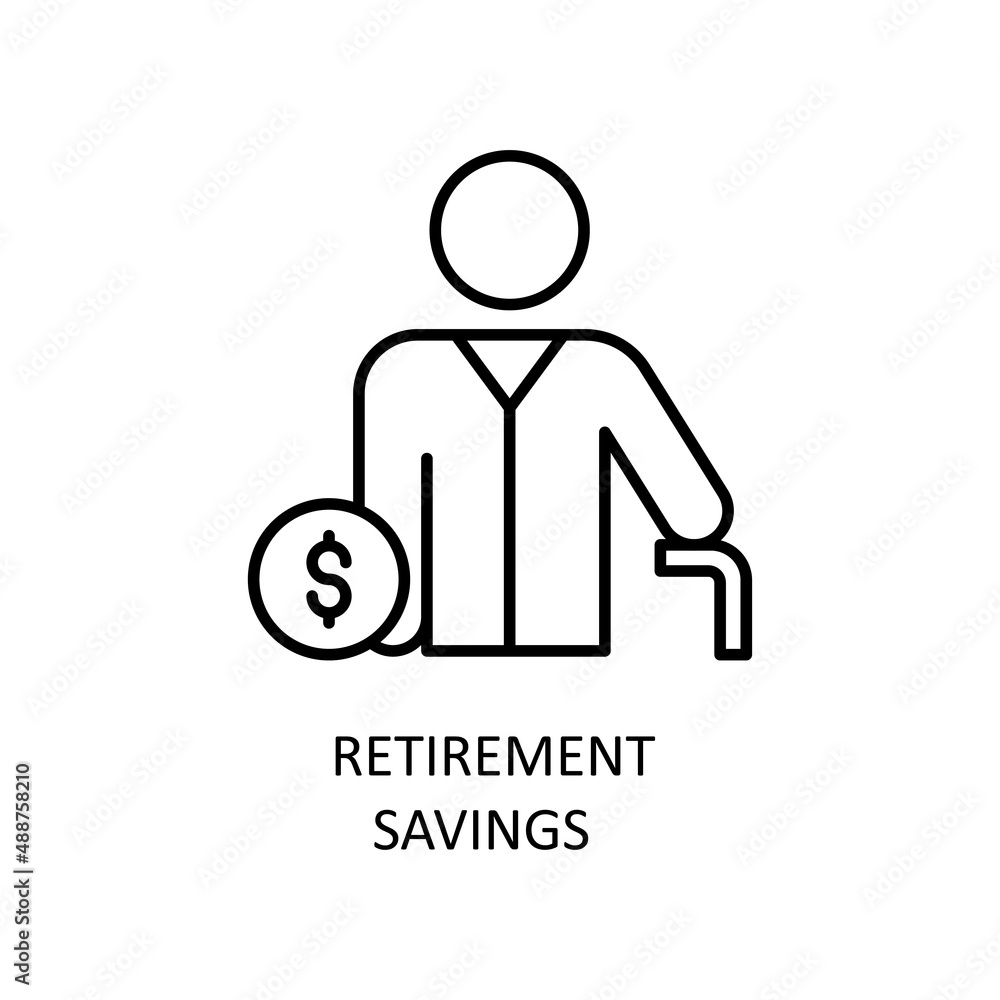 Retirement Savings Vector Outline Icon Design illustration. Fintech Symbol on White background EPS 10 File Retirement Savings Vector Outline Icon Design illustration. Fintech Symbol on White background EPS 10 File