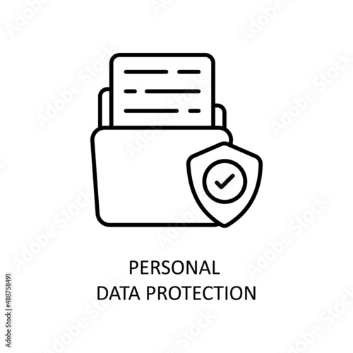 Personal Data Protection Vector Outline Icon Design illustration. Fintech Symbol on White background EPS 10 File