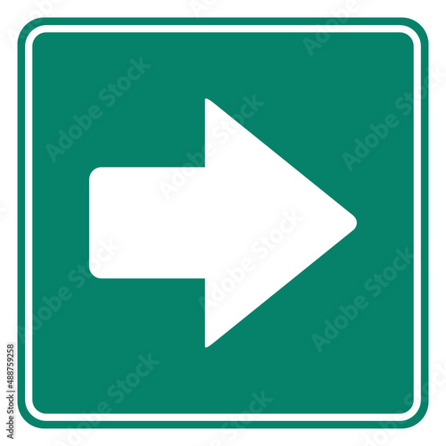 Pfeil nach rechts und Schild