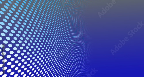 Abstract vector background with dots in motion like particles  technology halftone big data theme backdrop  dark blue minimal 3D perspective design.