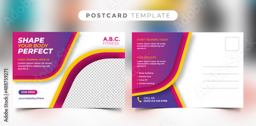Gym fitness shape your body postcard design template