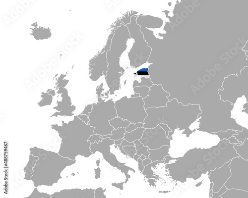 Karte und Fahne von Estland in Europa