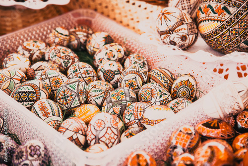 traditional painted easter eggs from Bucovina region, Romania photo