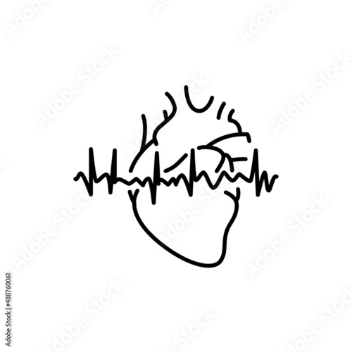 Irregular heartbeat color line icon. Human diseases.