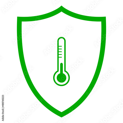 Thermometer und Schild