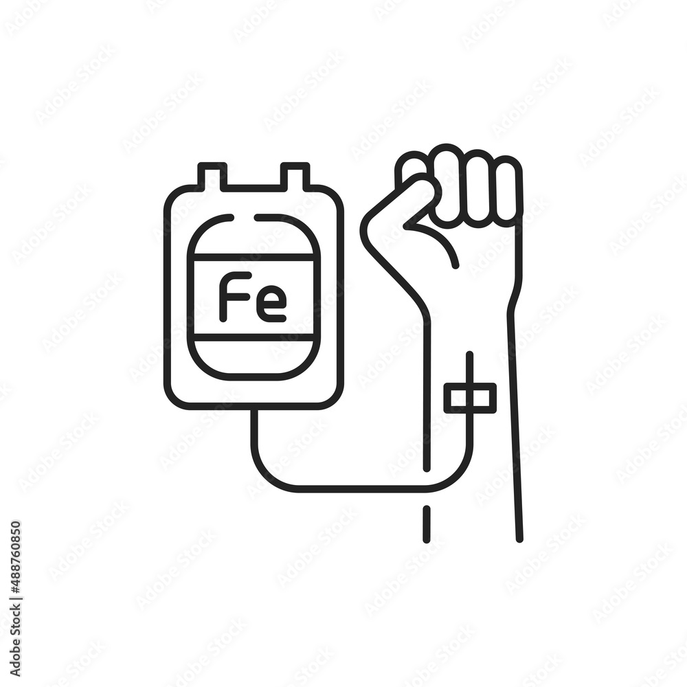 Iron transfusion color line icon. Human diseases. Iron transfusion color line icon. Human diseases.