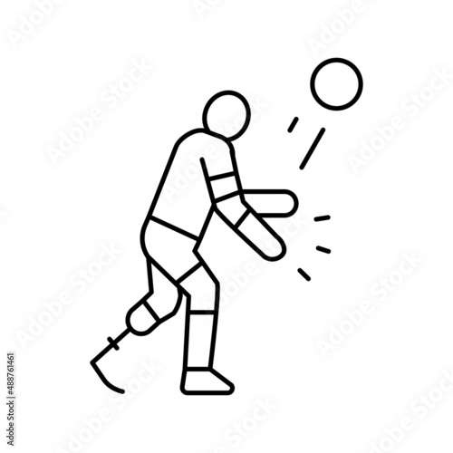volleyball handicapped athlete line icon vector illustration