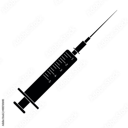 Vector flat black syringe isolated on white background