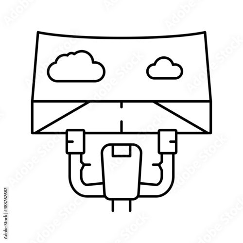 realistic simulator in education machine flight school line icon vector illustration