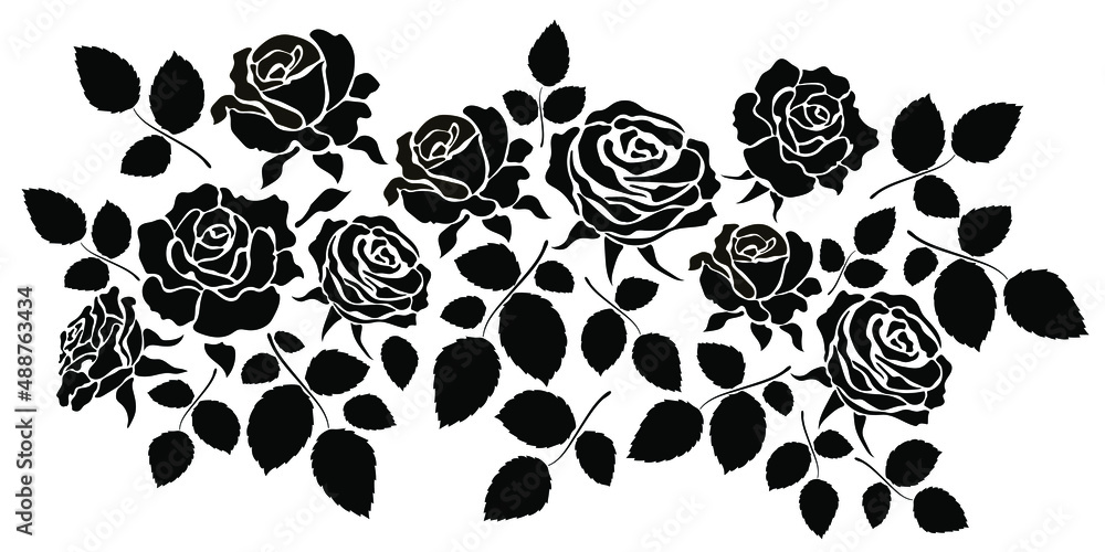 Fototapeta premium Black and white image of stylized colors. Stamp, print on fabric, design, background. Vector drawing.