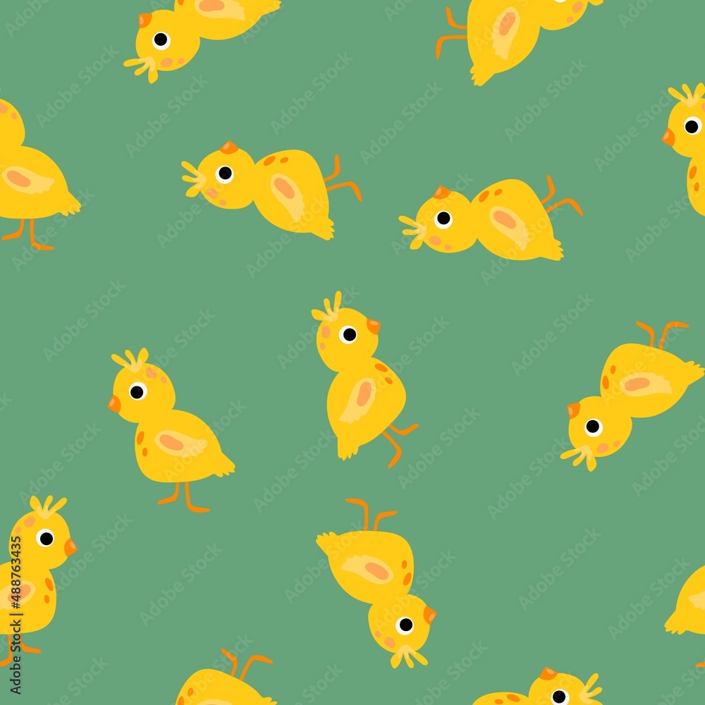 chick pattern. Bright children's pattern for textiles, decor. children's illustration.