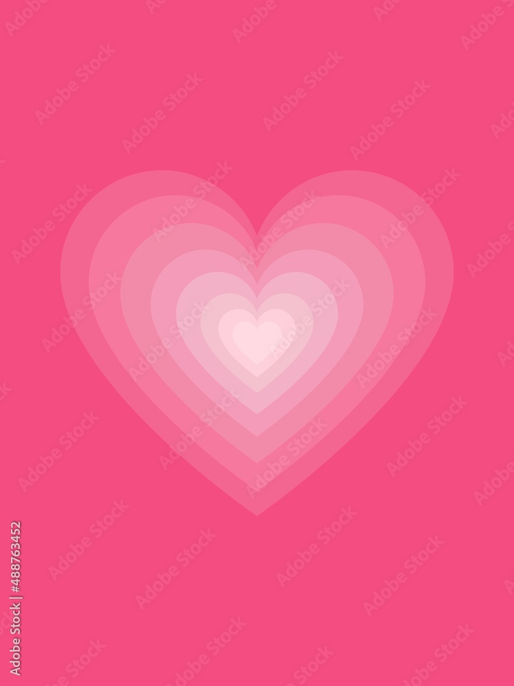 Light pink heart on fuchsia background vertical poster. love symbol for valentine's day card, mother's day,  marketing banner for advertising