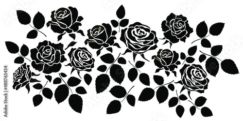  Black and white image of stylized colors. Stamp, print on fabric, design, background.
Vector drawing.
