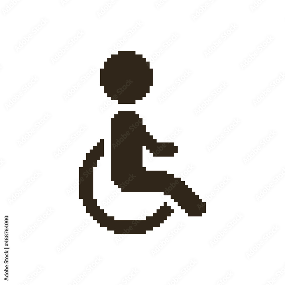 monochrome simple vector flat pixel art illustration of International Symbol of Access or ISA sign monochrome simple vector flat pixel art illustration of International Symbol of Access or ISA sign