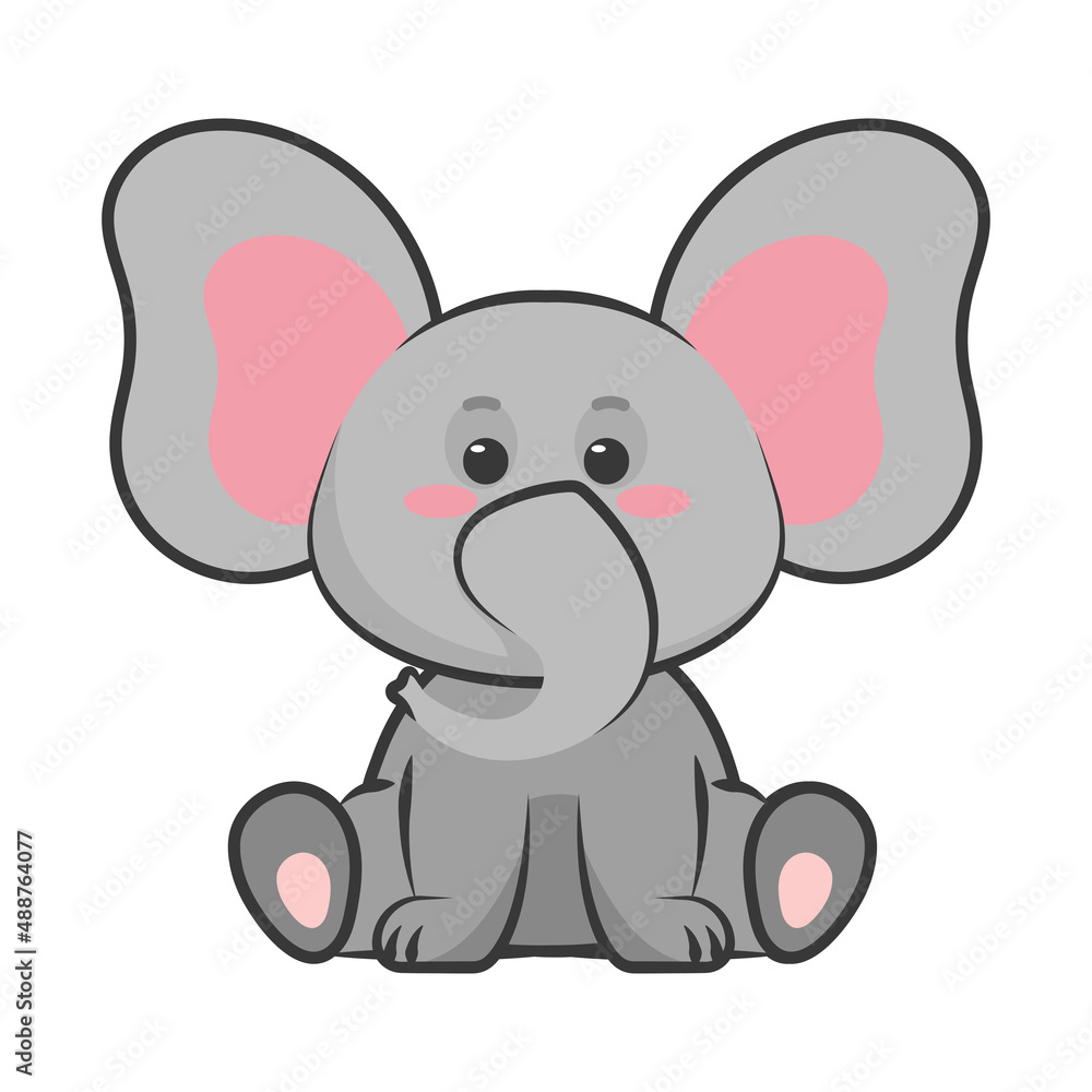 Naklejka premium cute elephant kawaii