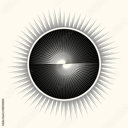 Abstract geometric art lines background. Poster for wall gallery. Yin and Yang symbol.