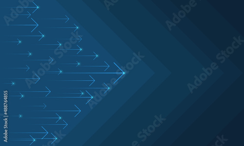 Blue abstract background with arrows. Speed lines illustration. Teamwork or leadership concept.