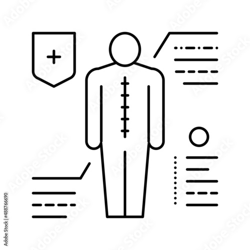 prevention scoliosis line icon vector illustration