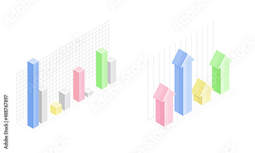 Business graphs set. Financial and marketing charts for web  report  presentation  financial analysis vector illustration