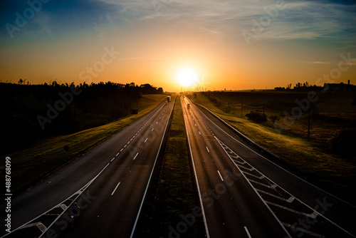 sunset on the highway
